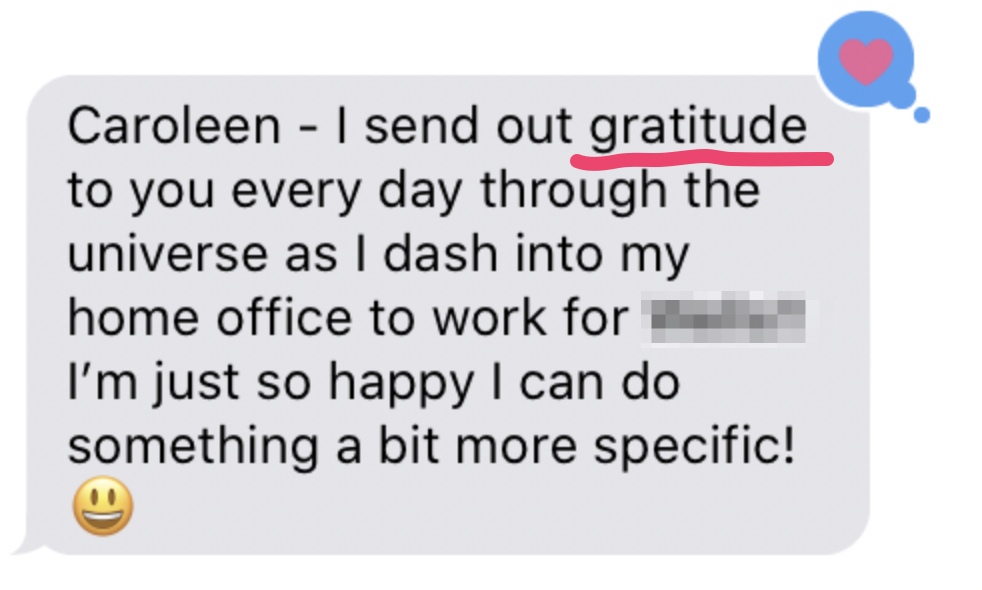 Testimonial for Coach Caroleen - Gratitude